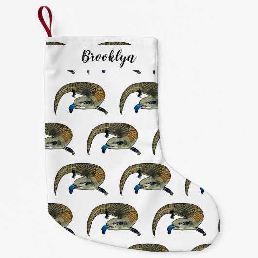 青い舌を使ったスケープの漫画イラストレーション スモールクリスマスストッキング (正面)