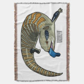 青い舌を使ったスケープの漫画イラストレーション スローブランケット (正面縦)