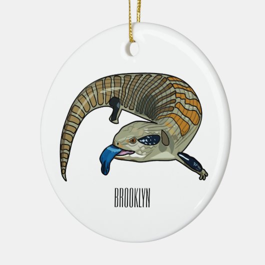 青い舌を使ったスケープの漫画イラストレーション セラミックオーナメント (左)