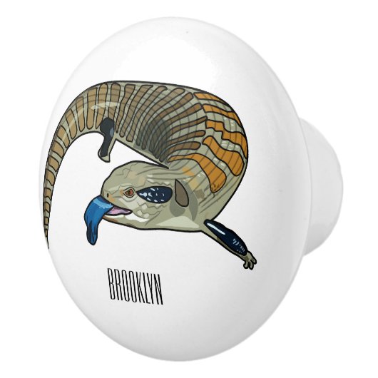 青い舌を使ったスケープの漫画イラストレーション セラミックノブ (右)