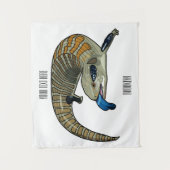 青い舌を使ったスケープの漫画イラストレーション タペストリー (正面)