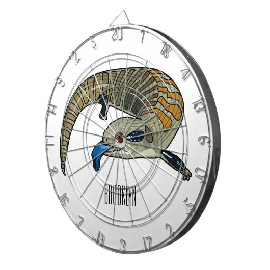 青い舌を使ったスケープの漫画イラストレーション ダーツボード (正面右)