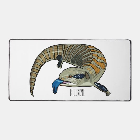 青い舌を使ったスケープの漫画イラストレーション デスクマット (正面)