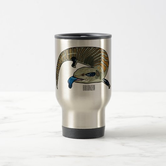 青い舌を使ったスケープの漫画イラストレーション トラベルマグ (中央)