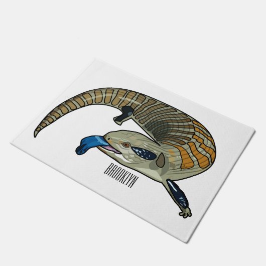 青い舌を使ったスケープの漫画イラストレーション ドアマット (アングル)