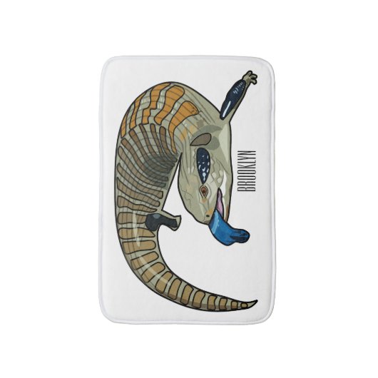 青い舌を使ったスケープの漫画イラストレーション バスマット (正面縦)