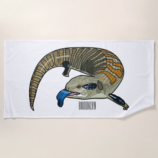 青い舌を使ったスケープの漫画イラストレーション ビーチタオル (正面)