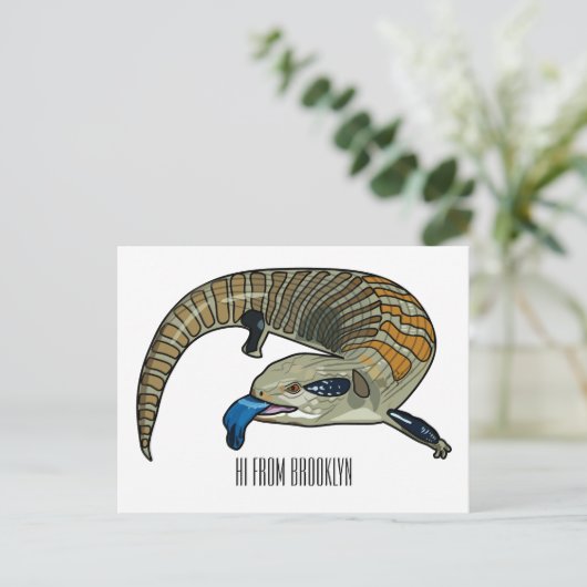 青い舌を使ったスケープの漫画イラストレーション ポストカード (スタンド正面)