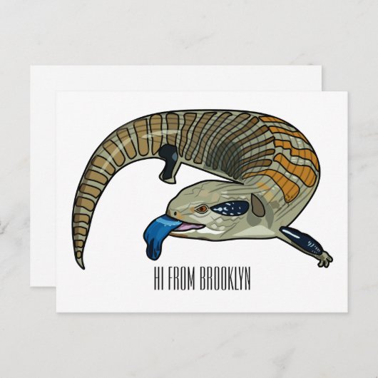 青い舌を使ったスケープの漫画イラストレーション ポストカード (正面/裏面)