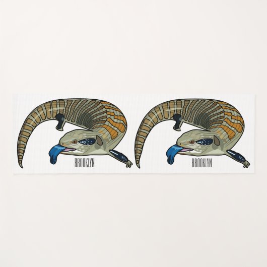 青い舌を使ったスケープの漫画イラストレーション ヨガマット (正面(横))