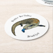 青い舌を使ったスケープの漫画イラストレーション ラウンドペーパーコースター (アングル)