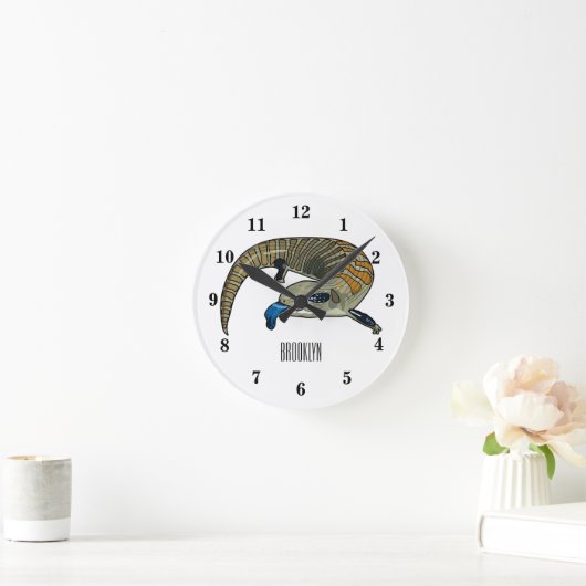 青い舌を使ったスケープの漫画イラストレーション ラウンド壁時計 (ホーム)