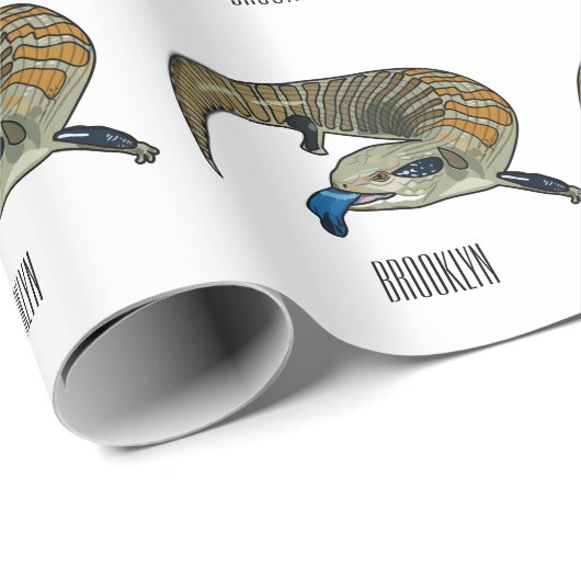 青い舌を使ったスケープの漫画イラストレーション ラッピングペーパー (ロールコーナー)