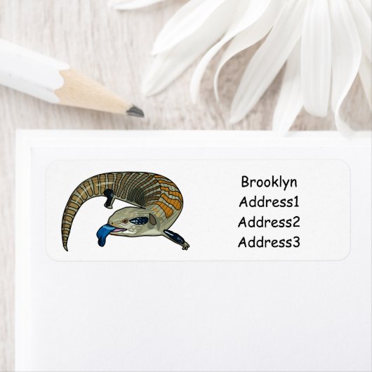 青い舌を使ったスケープの漫画イラストレーション ラベル (インサイチュ)