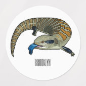 青い舌を使ったスケープの漫画イラストレーション ラベル (デザイン2)