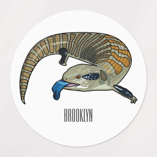 青い舌を使ったスケープの漫画イラストレーション ラベル (デザイン1)