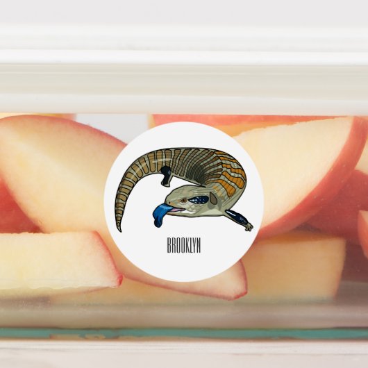 青い舌を使ったスケープの漫画イラストレーション ラベル (貼付)