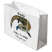 青い舌を使ったスケープの漫画イラストレーション ラージペーパーバッグ (裏面アングル)