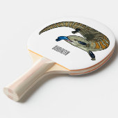 青い舌を使ったスケープの漫画イラストレーション 卓球ラケット (正面アングル)