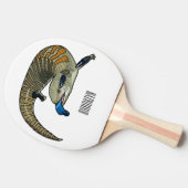 青い舌を使ったスケープの漫画イラストレーション 卓球ラケット (横)