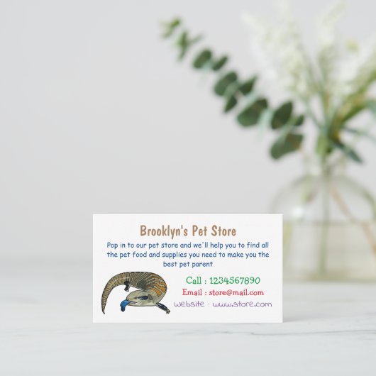 青い舌を使ったスケープの漫画イラストレーション 名刺 (スタンド正面)