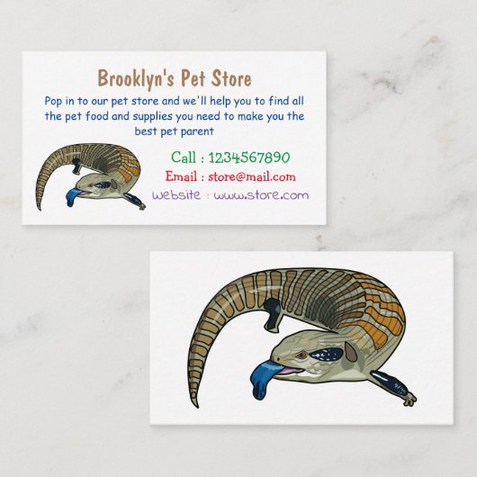 青い舌を使ったスケープの漫画イラストレーション 名刺 (正面/裏面)