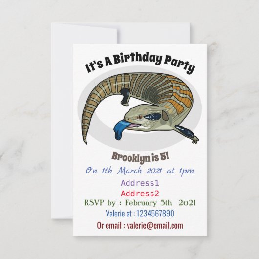 青い舌を使ったスケープの漫画イラストレーション 招待状 (正面)