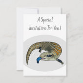 青い舌を使ったスケープの漫画イラストレーション 招待状 (裏面)