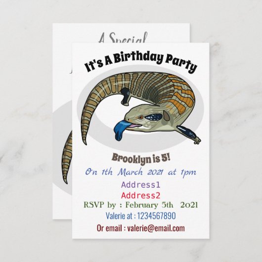 青い舌を使ったスケープの漫画イラストレーション 招待状 (正面/裏面)