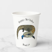 青い舌を使ったスケープの漫画イラストレーション 紙コップ (裏面)