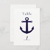 青い航海のいかりと白い表番号カード 招待状 (正面/裏面)