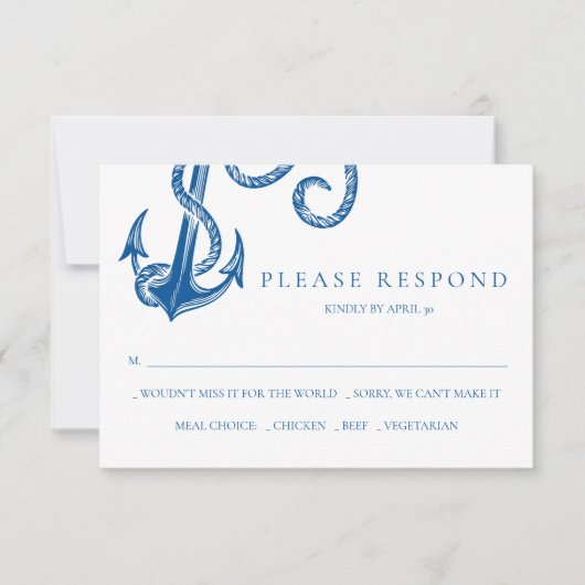 青い航海のいかり応答カード ノートカード (正面)