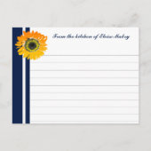 青い航海のひまわりパーソナライズされたレシピ ポストカード (正面)