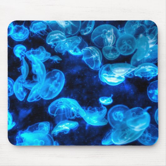 青い航海のクラゲ海洋生物 マウスパッド (正面)