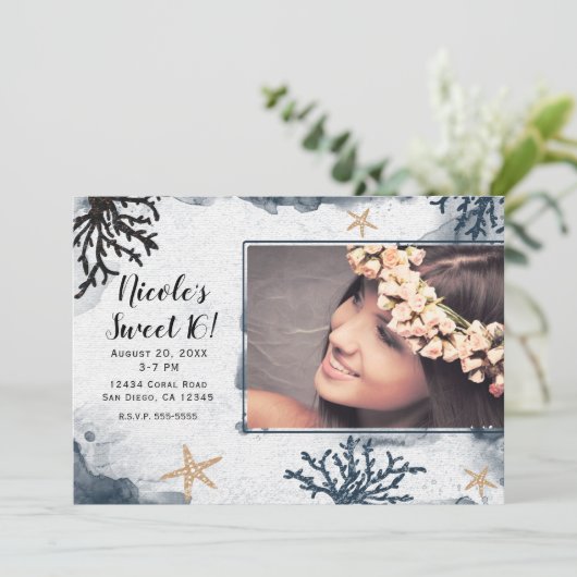 青い航海のコーラルウォーターの色の甘い16写真 招待状 (スタンド正面)