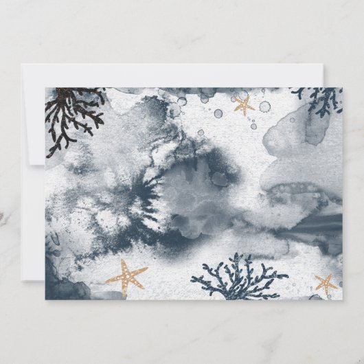 青い航海のコーラルウォーターの色の甘い16写真 招待状 (裏面)