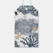 青い航海のコーラルウォーター色エレガントパーティー ギフトタグ (裏面)