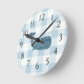 青い航海のジンベイジンガム柄 ラウンド壁時計 (傾斜)