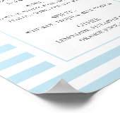 青い航海のストライプ。エレガントなウェディングドリンクバー ポスター (角)