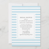 青い航海のストライプ。ストライプのブライダルシャワー 招待状 (正面)