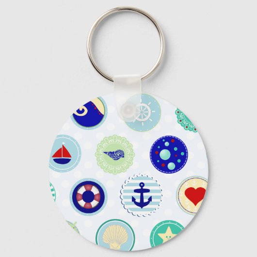 青い航海のセーラーパターン キーホルダー (正面)