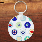 青い航海のセーラーパターン キーホルダー (正面)