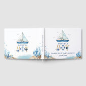 青い航海のボートアホイ男の子の赤ちゃんシャワーの流行だ ゲストブック (全面)