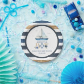 青い航海のボートアホイ男の子の赤ちゃんシャワー ペーパープレート (パーティー)