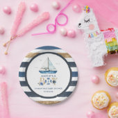 青い航海のボートアホイ男の子の赤ちゃんシャワー ペーパープレート (パーティー)