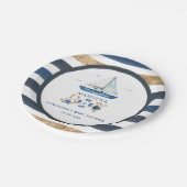 青い航海のボートアホイ男の子の赤ちゃんシャワー ペーパープレート (アングル)