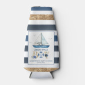 青い航海のボートアホイ男の子の赤ちゃんシャワー ボトルクーラー (正面)