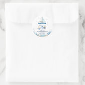 青い航海のボートアホイ男の子の赤ちゃんシャワー ラウンドシール (バッグ)