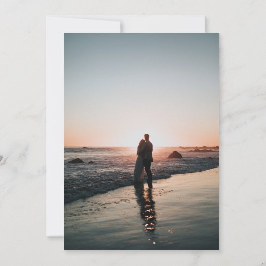 青い航海の目的地の結婚式の写真 招待状 (裏面)