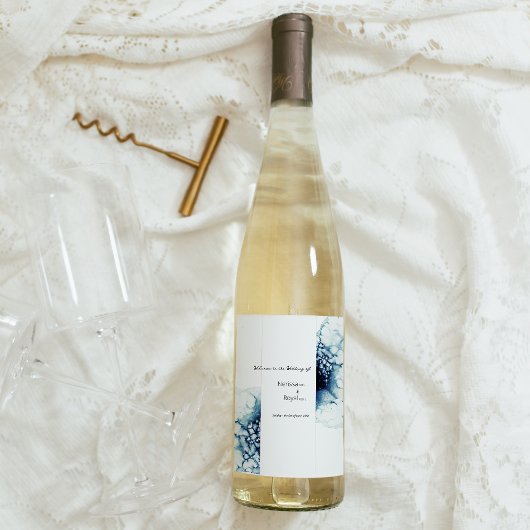 青い航海の目的地結婚の ワインラベル